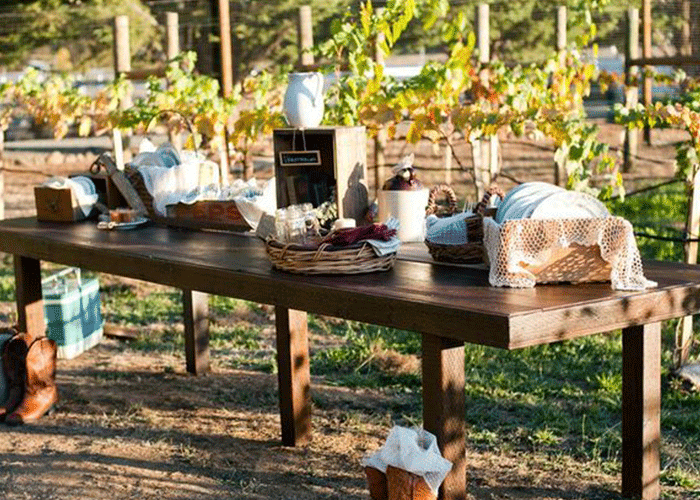 romantic picnic table